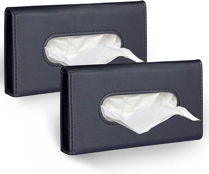 Car Tissue Holder, 2 Pack Sun Visor Napkin Holder, Premium PU Leather, Car Mask by Langmeil