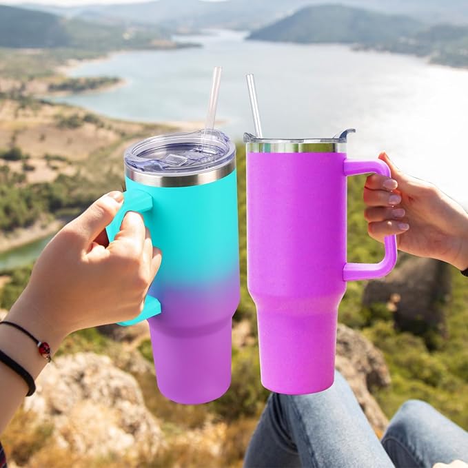 SYACOT 40 oz Tumbler with Handle and Straw Stainless Steel Insulated Tumbler - Image 7