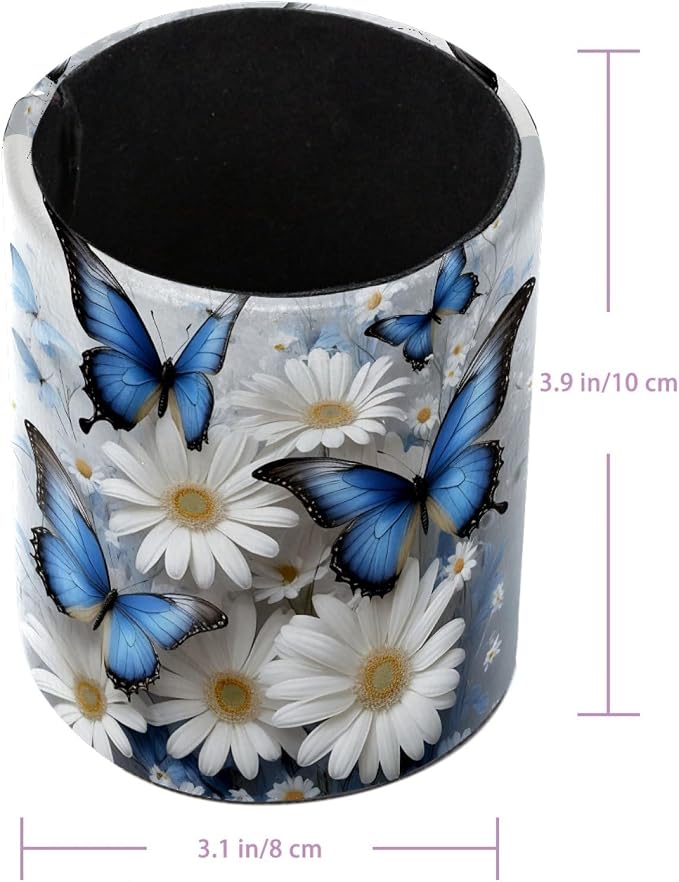 Butterflies and Daisies Leather Pen Holder - Image 3