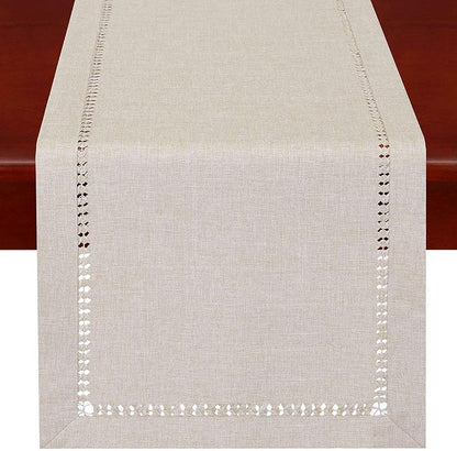 Grelucgo Handmade Hemstitched Polyester Rectangle Table Runners Dresser Scarves by Grelucgo