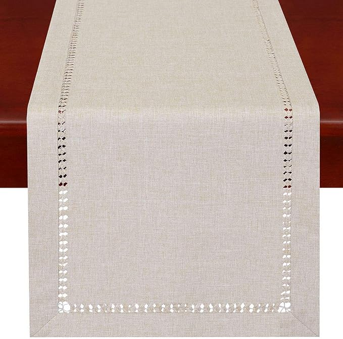 Grelucgo Handmade Hemstitched Polyester Rectangle Table Runners and Dresser by Grelucgo