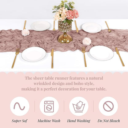 3 Pack Dusty Pink Cheesecloth Table Runner, 17 x 108 Inch, Gauze Cheese Cloth - Image 5