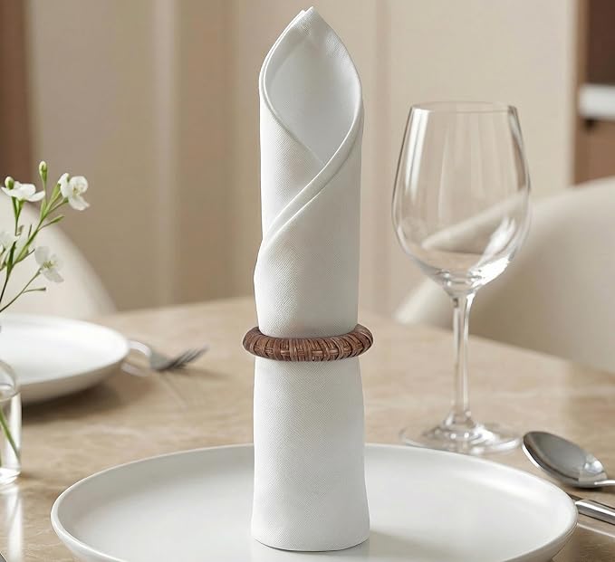 Handmade Napkin Ring Set of 12 Rustic Farmhouse Table Accessories Durable Cane - Image 8