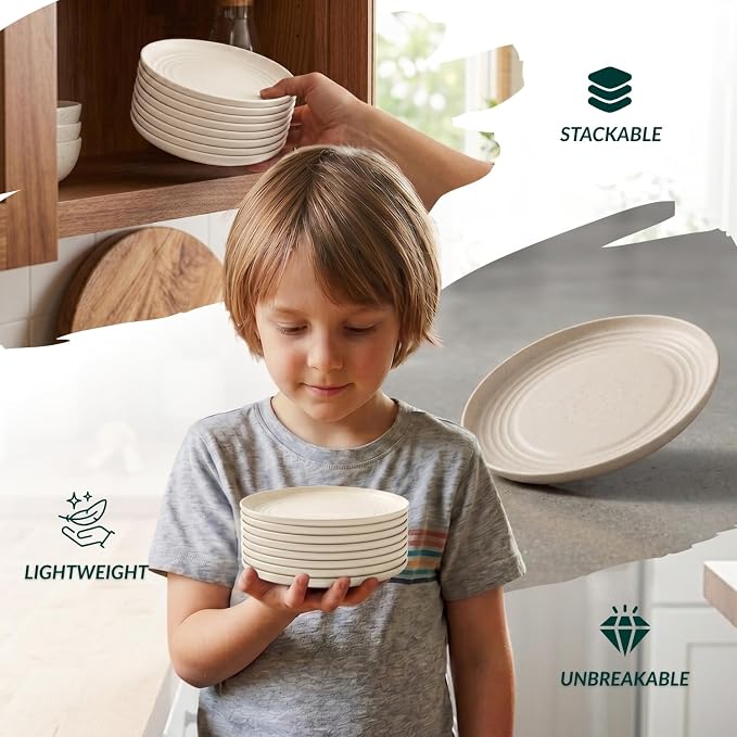Small Plates | 5.7 Inch Lightweight & Unbreakable Wheat Straw Plates | Mini - Image 6