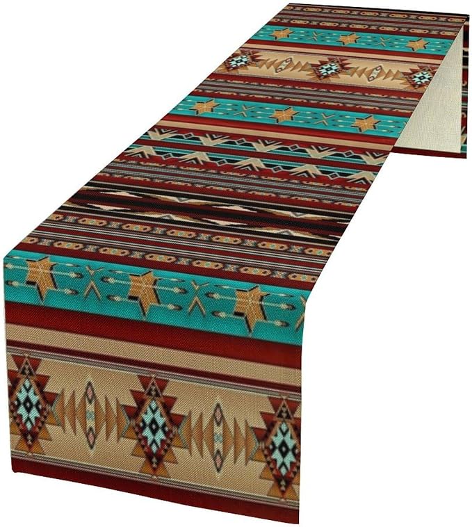 Aztec Southwest Table Runner, Ethnic Style Design Geometric Table Runners by SXXLDNG
