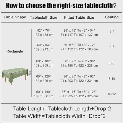 Smiry Rectangle Table Cloth Linen Textured, Waterproof Spillproof Anti-Wrinkle Burlap Tablecloth, Washable Decorative Fabric Table Cover for Dining, Party, Banquet, 60 x 84 Inch, Sage Green