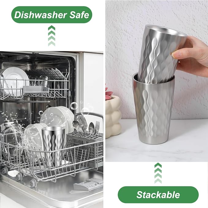 4Pcs Stainless Steel Double Wall Cups, 16 oz Insulated Tumbler - Image 6