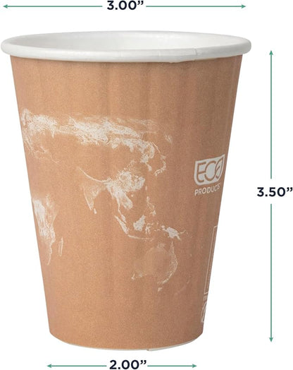 ECO PRODUCTS Compostable Disposable Insulated World Art 8oz Coffee Cups - Image 3