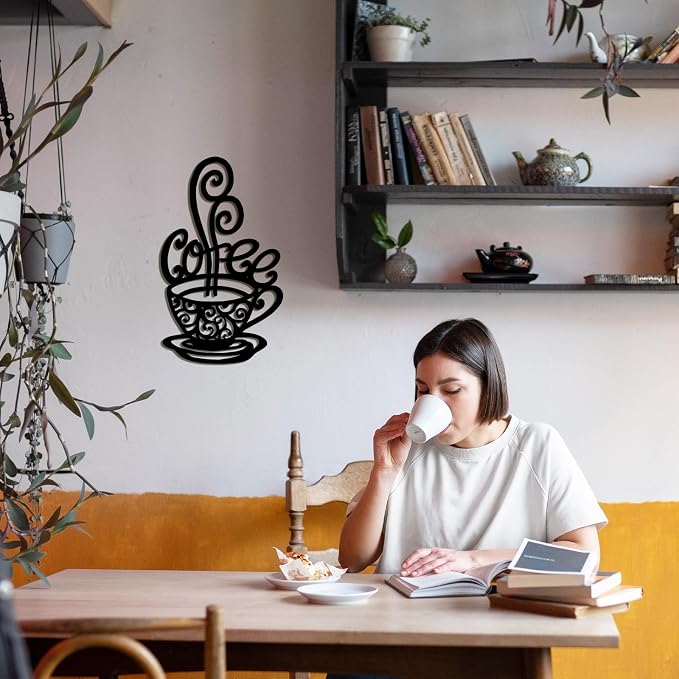 Oubasa Metal Coffee Cup Wall Decor, Minimalist Cafe Themed - Image 5
