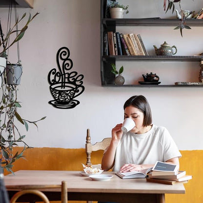 Oubasa Metal Coffee Cup Wall Decor, Minimalist Cafe Themed - Image 5