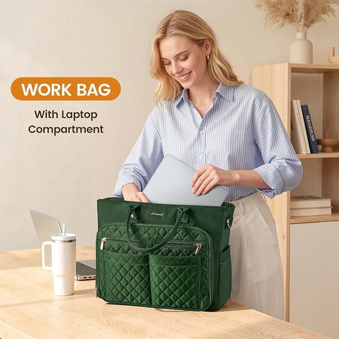 LOVEVOOK Tote Bag for Women, Teacher Nurse Work Laptop Bag, Quilted Bible - Image 2