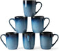 MONITO 14oz Ceramic Coffee Mugs Set of 6, Ice-Snow Blue Mugs by MONITO