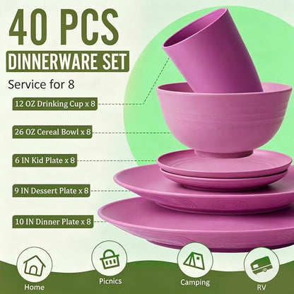 Wheat Straw Dinnerware Set 40 PCS | Service - Image 2