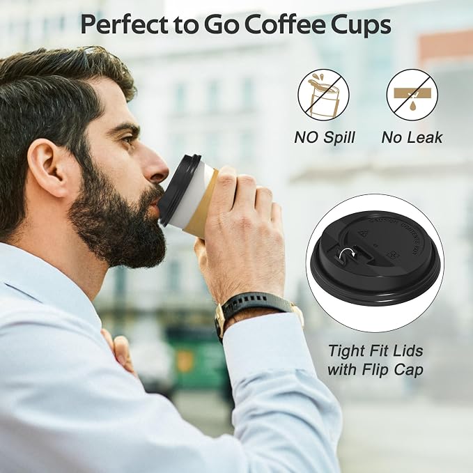 Dealusy 100 Pack 12 oz Disposable Coffee Cups - Image 4