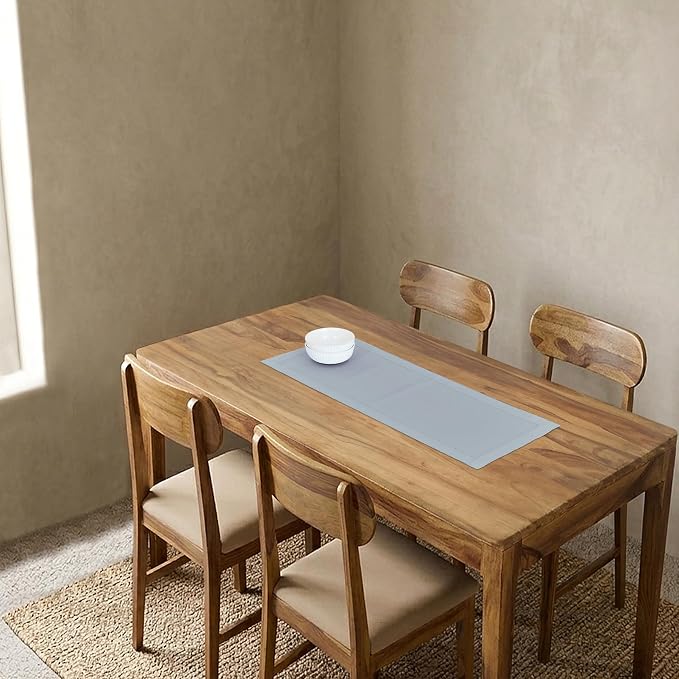 Solino Home 100% Pure Linen Table Runner Blue, Classic Hemstitch 14 x 36 in | - Image 2