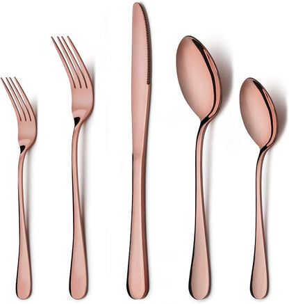 LIANYU Copper Silverware Flatware Set, 60 Piece Cutlery Set by LIANYU