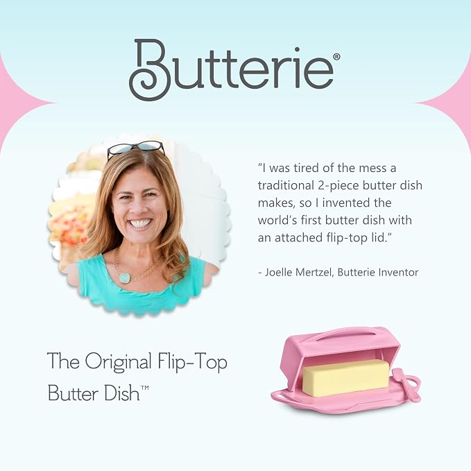 Flip Top Butter Dish with Attached Lid & Matching Knife - Image 9