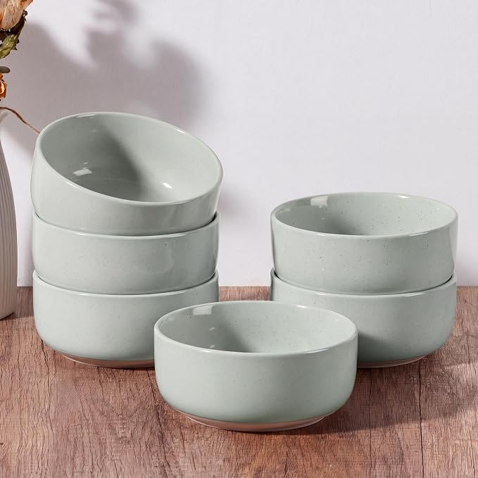 E-far Cereal Bowls Set of 6, 27oz Ceramic Deep Soup Bowls by E-far