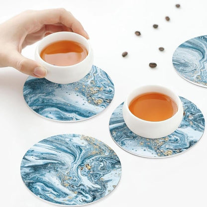 Ocean Gold Sky Blue Marble Coasters Set of 6 Coasters - Image 8