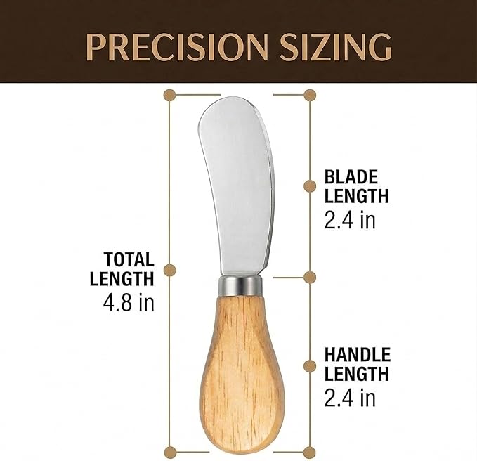 Small Cream Cheese Spreader Knives Set, Wooden 5in, Stainless Steel Butter - Image 2