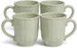 SANGO Bethany Sage Mugs Set of 4, 15 oz Stoneware Green Coffee Mugs, Vibrant by Sango