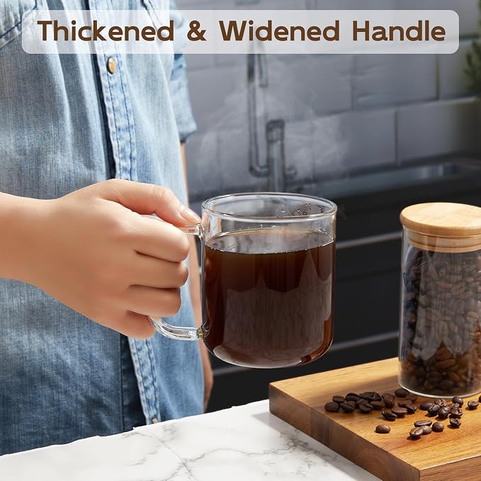 Glass Coffee Mugs, 14 oz iced coffee cups, Glass Mugs - Image 6
