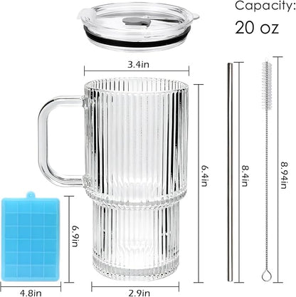 Accguan 6Pack 20oz Ribbed Glass Tumbler - Image 2