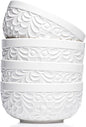 25DOL 22 oz Ceramic Bowls Set of 4 – Embossed Nature-Inspired Design, Versatile by 25DOL