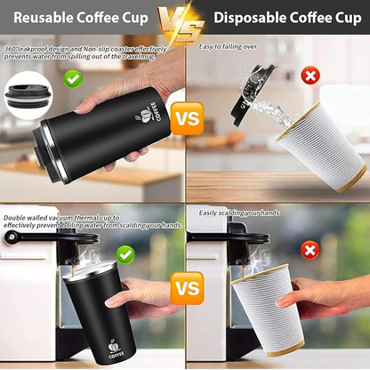 Insulated Travel Coffee Mug Reusable Coffee Tumbler Cup - Image 5