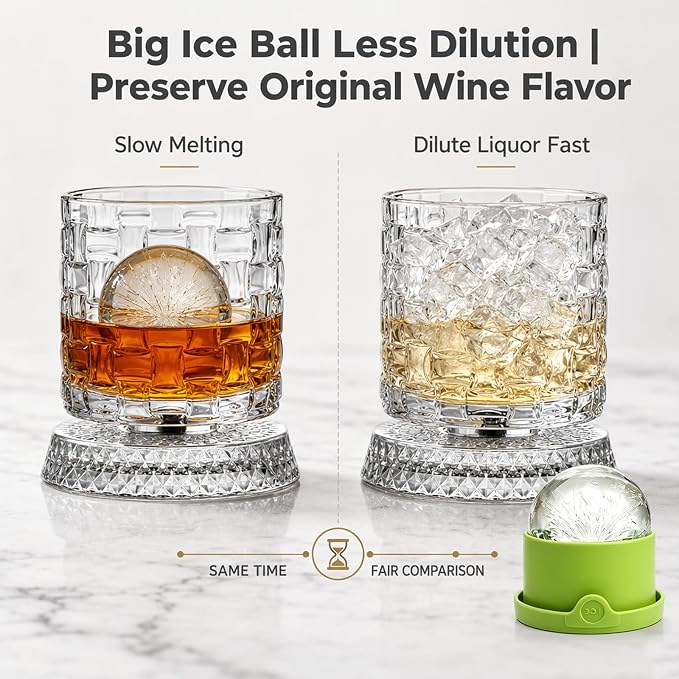 360° Rotating Whiskey Glasses Set of 2, Vintage Crystal Tumblers - Image 4