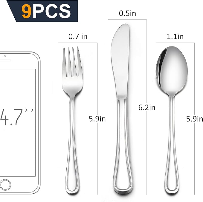 LIANYU 9-Piece Kids Silverware Set, Stainless Steel Toddler Utensils Flatware - Image 7