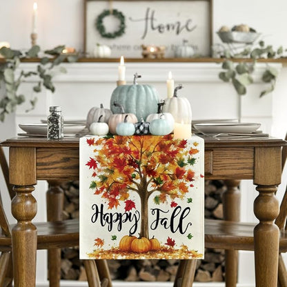 Artoid Mode 210 GSM Fall Table Runner 13x90 Inch Home Party Decor | Maple Tree - Image 2