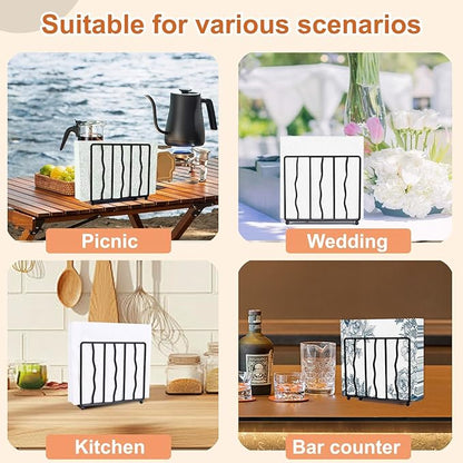 Modern Standing Napkin Holder for table, Black Metal, Tabletop Paper Napkin Dispenser for Coffee Filter Holder Kitchen, Dining Room, Outdoor.