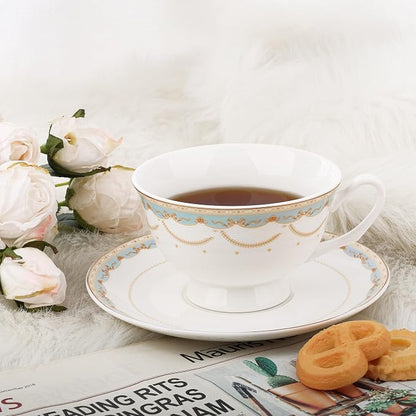 fanquare Blue Lace Teacup and Saucers Set - Image 5