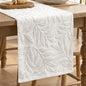 Artoid Mode White Soft 3D Jacquard Leaves 100%Cotton Spring Table Runner by ArtoidMode