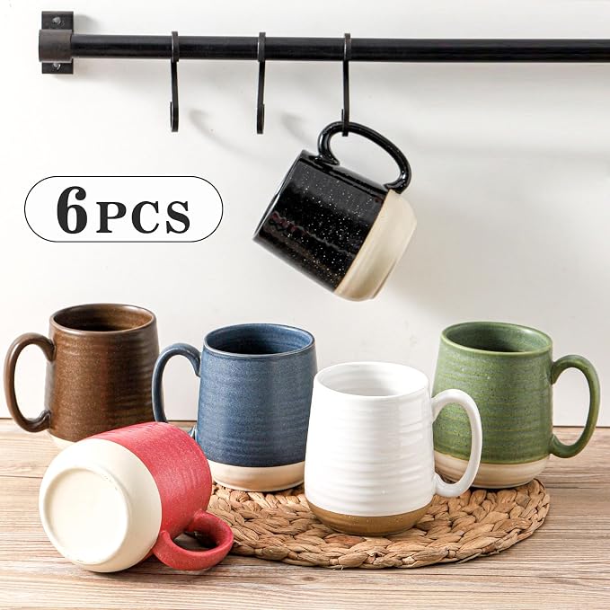 Hasense Ceramic Coffee Mugs Set of 6, 15 oz Large Porcelain Mugs - Image 3