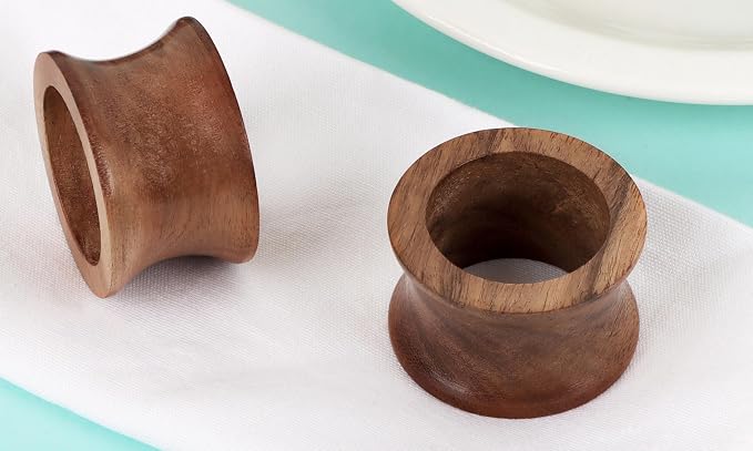 Acacia Wood Napkin Rings, rustic farmhouse style, 2.25x2.25x1.25 in each - Image 6