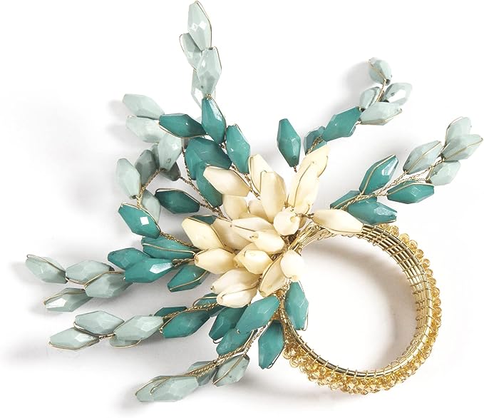 Green Gold Beaded Napkin Ring - Image 6