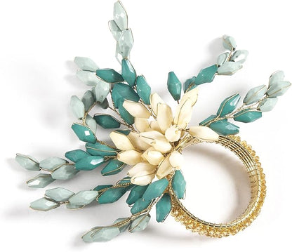 Green Gold Beaded Napkin Ring - Image 6