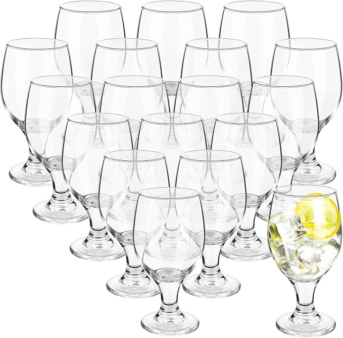 Patelai Set of 18 Water Goblet, 13.5 oz Clear Drinking Glasses Bulk Dishwasher by Patelai