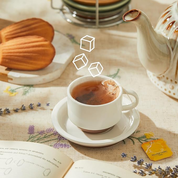 Sweese 2.5 Ounce Espresso Cups Set of 4, Porcelain Stackable Coffee Cups - Image 4