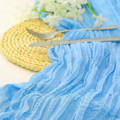 10 Pack Baby Blue Cheesecloth Table Runner 17 x 108 Inch | Boho Gauze Fabric - Image 2