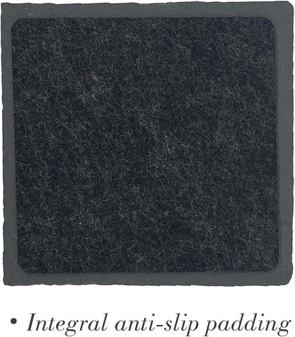 8 Pack 4 inch Square Slate Coasters with Metal Holder,Handmade Natural Rough Edge,with Integral Anti-Skid pad,Laser Engraving Blanks,Stone Coasters