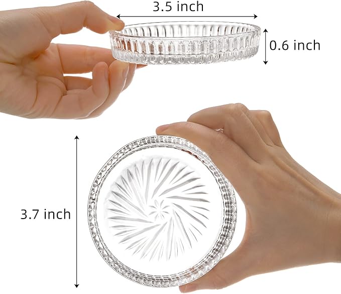AVLA 8 Pack Crystal Drink Coasters, Glass Round Cup Mat, Dining Room, Coffee - Image 2