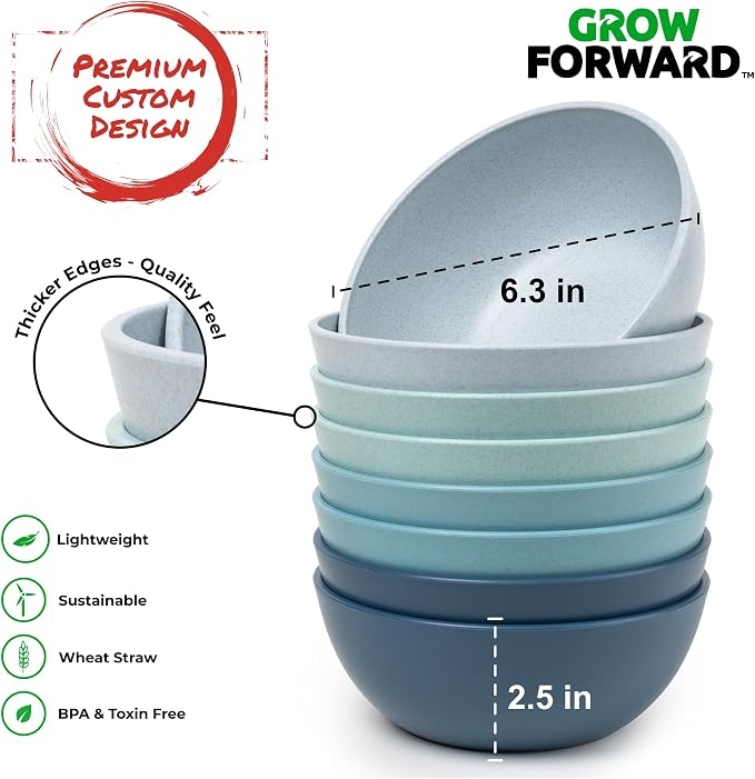 Grow Forward Premium Wheat Straw Bowls Set of 8 - Image 3