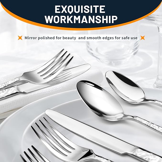 NICE KITCHEN Silverware Set, 40 Piece Heavy Duty Silverware Cutlery Sets | - Image 4