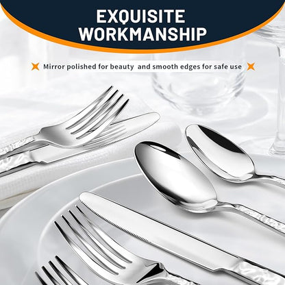 NICE KITCHEN Silverware Set, 40 Piece Heavy Duty Silverware Cutlery Sets | - Image 4