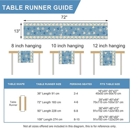 Seliem Winter Blue Table Runner, Snowflake Polka Dot Kitchen Dining Table | - Image 3