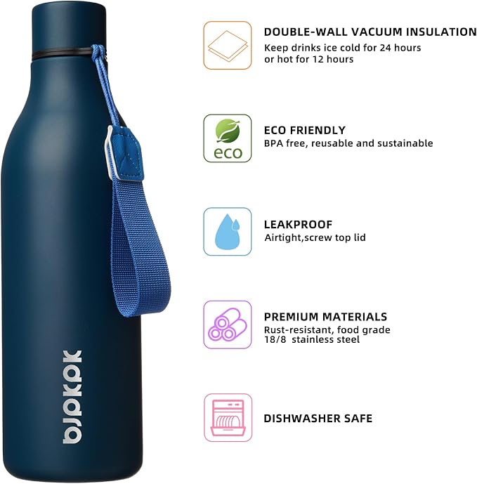 BJPKPK 25oz Insulated Water Bottle, Stainless Steel Bottle - Image 2