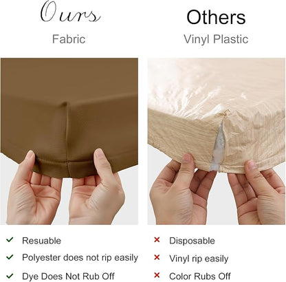homing 2 Pack Rectangle Table Cloth, Elastic Fitted Fabric Tablecloth Fits for 6 Foot Folding Tables, Washable Table Cover for Picnic, Camping, Indoor & Outdoor (Brown, 30" x 72")
